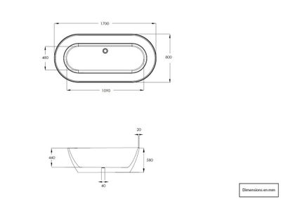 Baignoire îlot noire 170 x 80 cm Orelia BALNEO