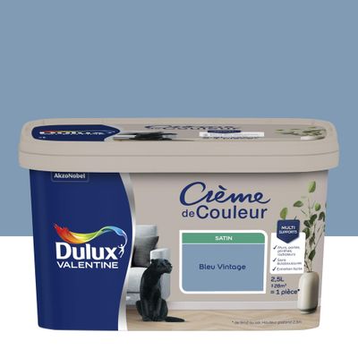 Peinture crème de couleur Bleu Vintage Satin 2,5 L - DULUX VALENTINE