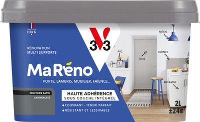 Peinture de rénovation multi- V33supports MaRéno anthracite finition satinée 2 L - V33