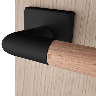 Poignées de porte sur rosaces carrées sans trou Pretty bois brut ALPERTEC