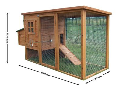 Poulailler en bois teinté clair avec toit bitumé 1 pente 1,50 m², Livraison à domicile incluse - HABRITA