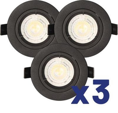 Spots LED encastrables GU10 lumière blanc chaud Noir par 3 - Saphyr ARLUX