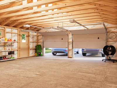 Garage double en bois André avec portes sectionnelles motorisables - 55,5 m² hors-tout - PALMAKO