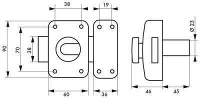 Verrou de porte d'entrée Apache à bouton et cylindre 45 mm doré 3 clés THIRARD