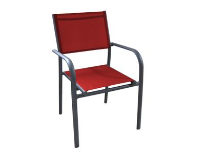 Fauteuil de jardin DUCA aluminium et textilène graphite rouge - PROLOISIRS
