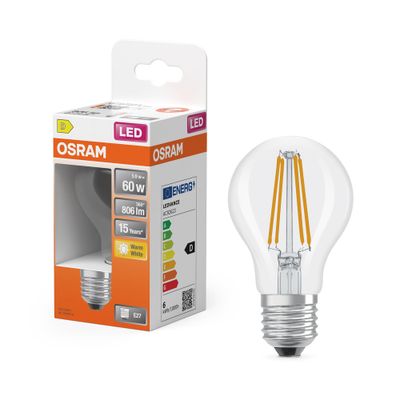Ampoule LED E27 à filament 7 W = 806 lumens blanc chaud OSRAM