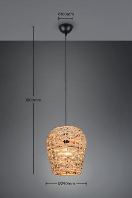 Suspension E27 Jean fibre naturelle 10W - CASALUM