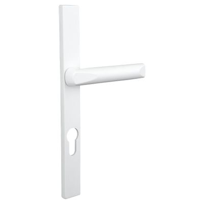 Poignées de porte col court plaque étroite Loft blanc mat à cylindre ALPERTEC