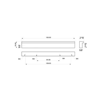 Poignée de meuble tirette anodisé mat entraxe 128 mm REI