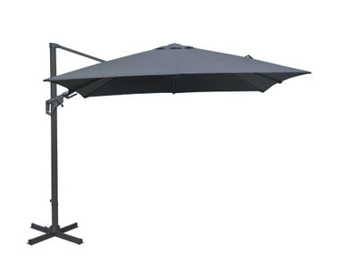 Parasol déporté 3 x 3 m inclinable et orientable gris mât aluminium PROLOISIRS