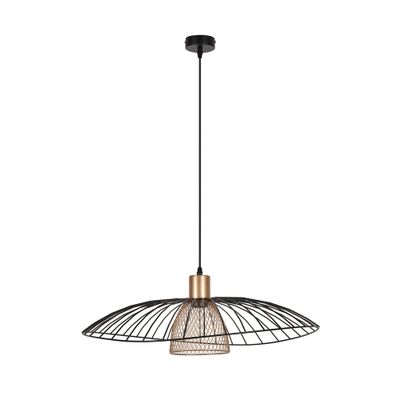 Suspension laiton noir E27 15W Ø58 cm ROMY - COREP