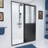 Porte de douche coulissante 120x200 cm profilé noir verre transparent 5 mm Fabrik - AURLANE
