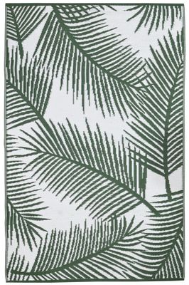 Tapis 160x240 cm vert blanc motif feuilles JARDILINE