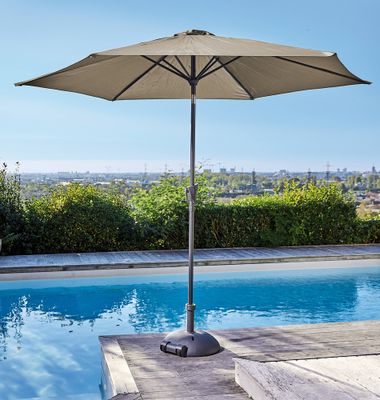 Parasol droit à manivelle diamètre 3 m Tilt Taupe PROLOISIRS