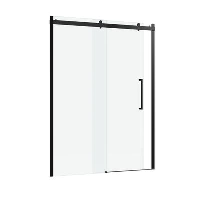 Porte de douche coulissante 140x200 cm profilé noir verre transparent 8 mm Rolling - AURLANE
