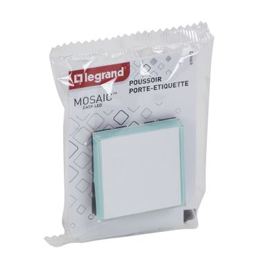 Bouton poussoir encastrable avec porte-étiquette 2 modules Blanc - Mosaic LEGRAND