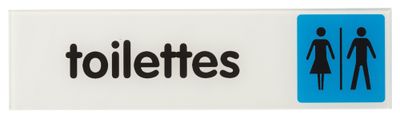 Plaque signalétique adhésive Toilettes 170 x 45 mm THIRARD