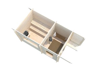 Sauna extérieur Palmako Sanna 4,1m² double vitrage et pergola - 12,6 m² - PALMAKO
