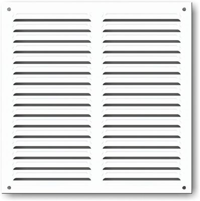 Grille d'aération métallique blanche à persiennes en aluminium avec moustiquaire 150 x 150 mm AUTOGYRE