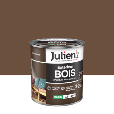 Peinture bois brun Normandie satin 0,5 L - JULIEN