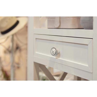 Bouton de meuble rond horloge Paris porcelaine blanc diamètre 40 mm REI