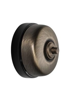 Bouton poussoir en saillie rétro porcelaine noire et bronze - Garby Dimbler FONTINI