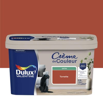 Peinture crème de couleur satin tomette 2,5 L - DULUX VALENTINE