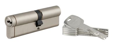 Cylindre de serrure double entrée débrayable 40 x 60 mm Transit 1 haute sécurité nickelé 5 clés longues THIRARD