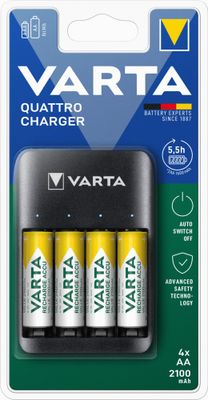 Chargeur de piles Quattro charger + piles 4LR6 2100mah VARTA