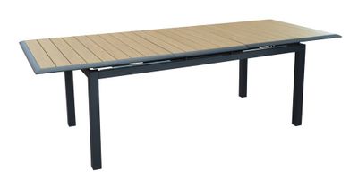 Table de jardin à rallonge LOUISIANE aluminium bois 187/247x100 cm - PROLOISIRS