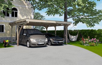 Carport double -  616 avec arc - 500 x 120 cm Livraison gratuite domicile WEKA