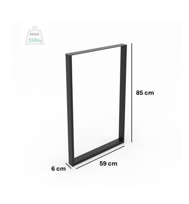 Pied de table XL cadre 850 x 590 X 60 mm métal noir REI