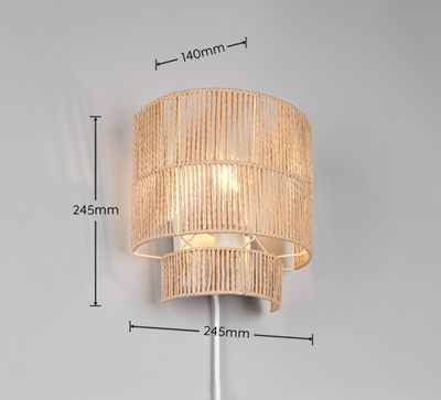 Applique murale SATNA papier tressé naturel E27 25W - CASALUM