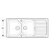 Evier de cuisine en grès blanc 112x50,5 cm 2 bacs 1 egouttoir Garrigue - PERLINE