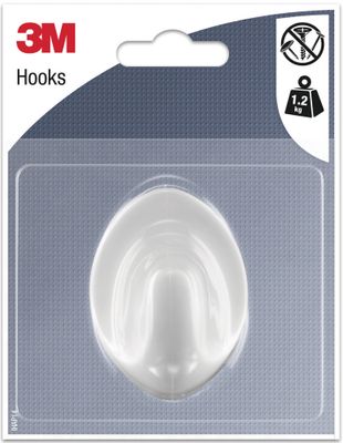 Crochet ovale grand modèle adhésif charge 1,2 kg blanc 3M