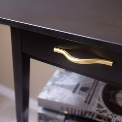 Poignée de meuble vague aluminium doré entraxe 128 mm REI