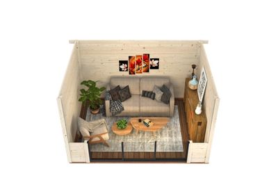 Studio de jardin en bois Lydia - ép.28 mm - 15 m² hors-tout - WHITE WOOD