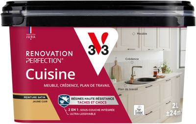 Peinture de rénovation pour cuisine jaune cuir finition satinée 2 L  - V33
