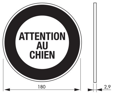 Plaque signalétique adhésive Attention au chien diamètre 180 mm THIRARD