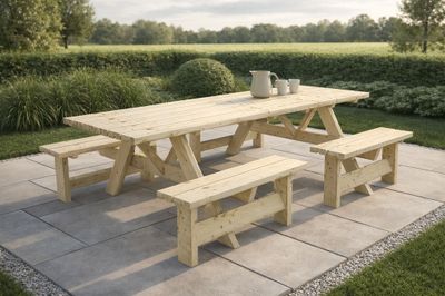Table pique-nique FAMILY bois 240x130x76 cm 8 places - PALMAKO