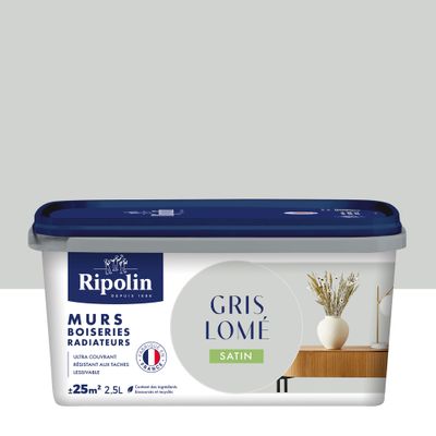 Peinture murs, boiseries et radiateurs gris lome satin 2,5 L - RIPOLIN