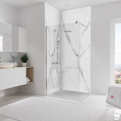 Panneaux muraux de douche 100+100x255 cm marbre de carrare DécoDesign Softtouch - SCHULTE