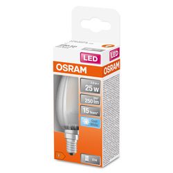 Ampoule LED E14 flamme dépolie 2.5W =250 lumens blanc froid OSRAM, 1330354, Ampoule, luminaire et eclairage