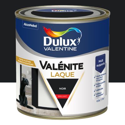 Peinture Boiseries Laque Acrylique ValéniteNoir Brillant 0,5 L - DULUX VALENTINE