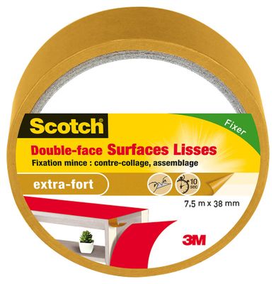 Adhésif Scotch double-face lisse 7.5 m x 38 mm - SCOTCH