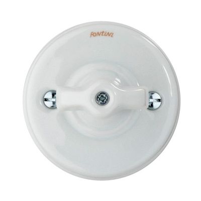 Interrupteur va-et-vient en saillie rétro porcelaine blanche - Garby FONTINI