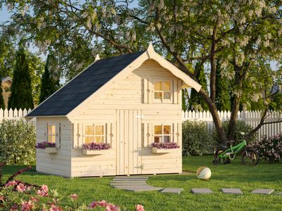 Cabane de jeux enfant en bois avec mezzanine Tom - 3,8 m² - Livraison à domicile incluse - PALMAKO
