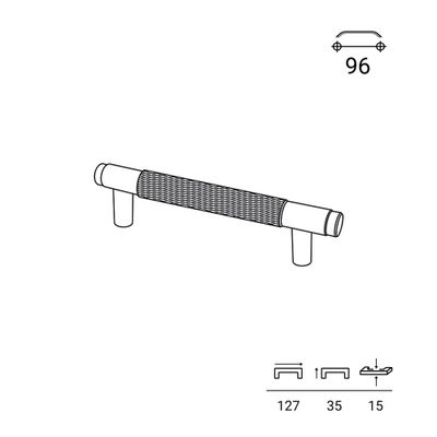 Poignée de meuble cylindrique aluminium noir mat entraxe 96 mm REI