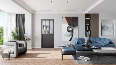 Bloc-porte aluminium noir style Atelier H.204 x l.73 cm avec vitrage verre clair poussant droit - OPTIMUM