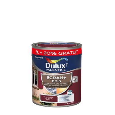 Peinture Ecran + Bois satin Rouge Basque 2 litres + 20% gratuit - DULUX VALENTINE